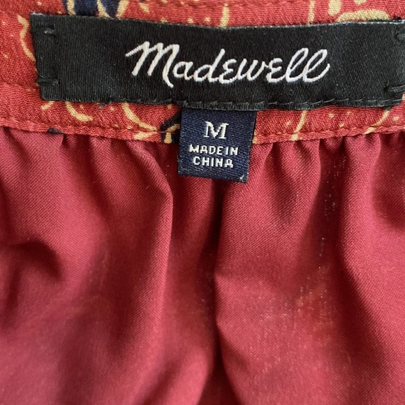 Madewell 100% Silk Lace-Up Dress in Assam Floral Babydoll Dress Fall Print Rust - Picture 9 of 11